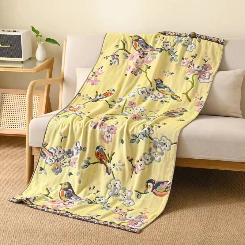 Cotton Multi-layer Gauze Multifunctional Bath Towel Sofa Towel Cover Blanket Lunch Break Blanket Large Bath Towel Soft and Comfortable Beach Towel