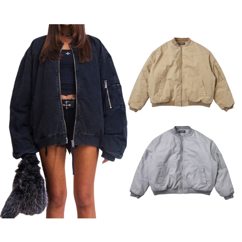 Smfk Annihilation Storm Retro Giant Bomber Jacket/Ready-To-Wear Dyed Stone Washed Warm Cotton Jacket