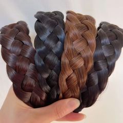 幅広の乱雑で自然で硬くない手作りの編み込みウィッグヘアフープ、女性用、髪の生え際をカバーする高頭蓋骨アーティファクト