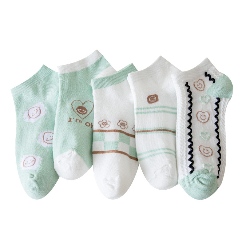 Chica vigorosa de corte bajo Calcetines Bajos de moda de primavera y verano delgados calcetines de tobillo desodorante transpirable absorbente de sudor calcetines suaves de algodón para mujer