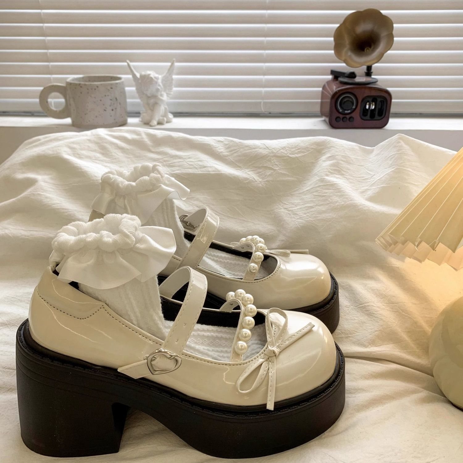 White high heels