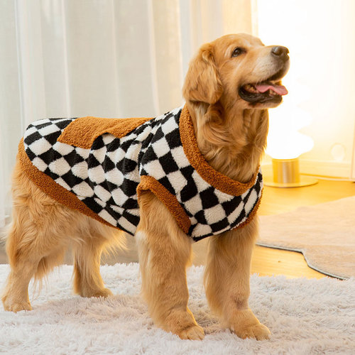 New autumn and winter big dog fleece vest, medium and large dog golden retriever Samoyed two-legged cotton coat, pet big dog clothes