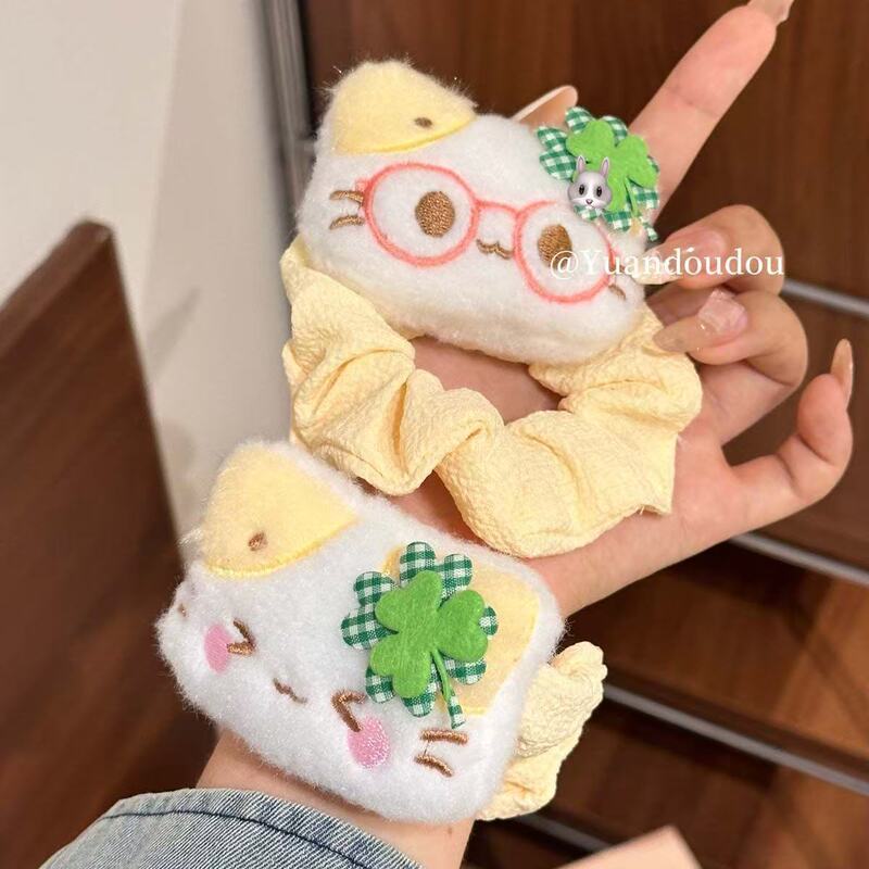 四叶草幸运小猫发圈发绳可爱卡通表情猫咪皮筋学生丸子头头绳礼物|undefined