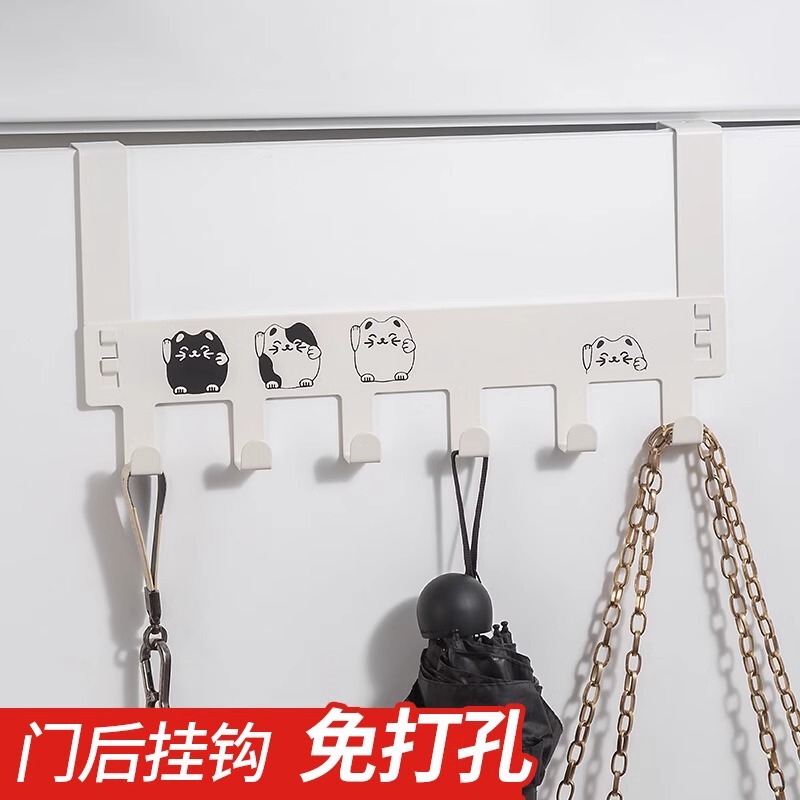 Seamless Door Rear Hook Household Punch-free Bedroom Door Storage Shelf Wall Hanging Creative Row Hanger Hanger