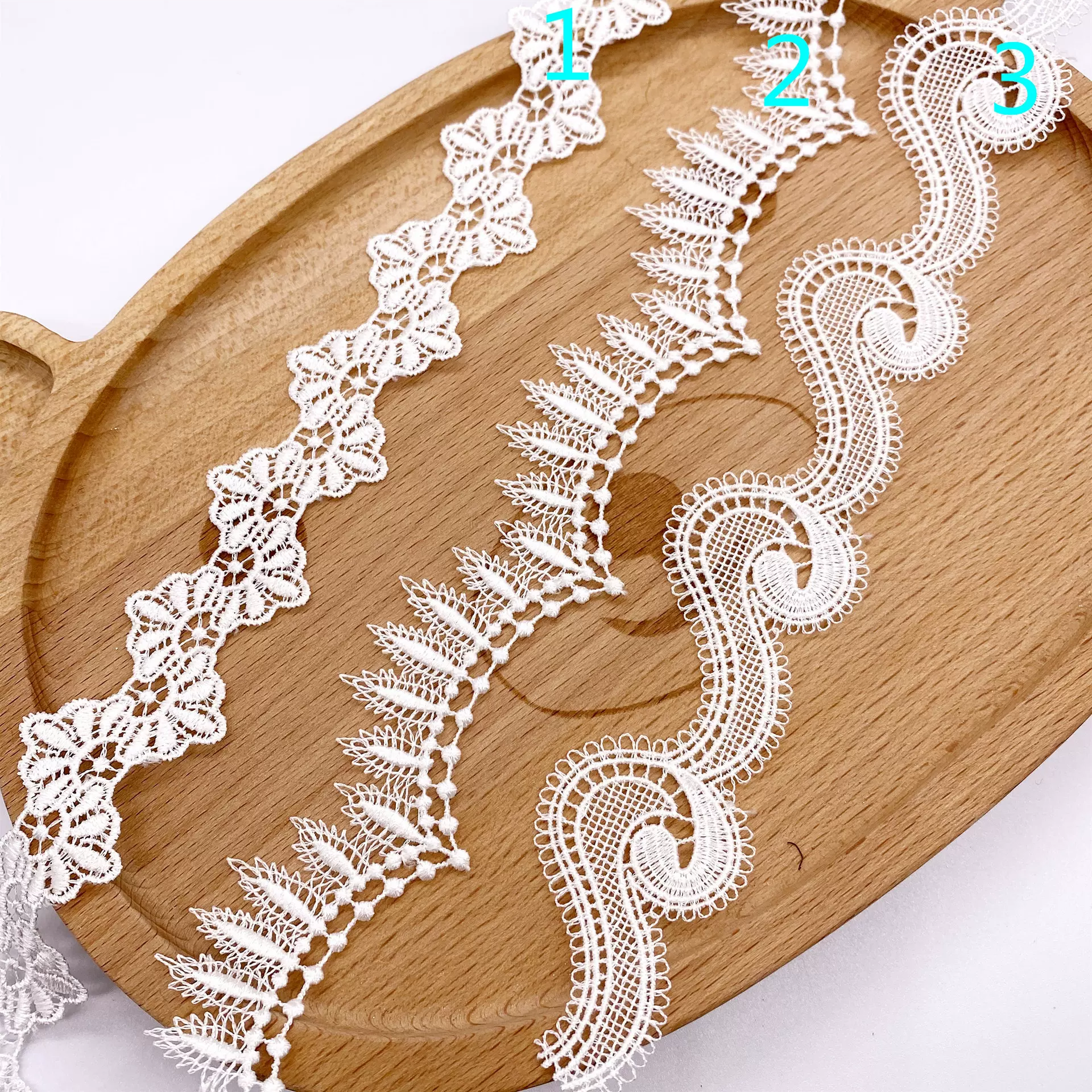 E-718欧式羽毛波浪涤纶丝蕾丝花朵花边