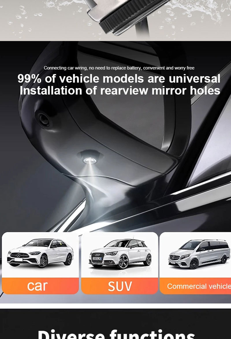 Universal Car Rearview Mirror Angel Wings Welcome Light Carpet Light Projector Lighting Carpet Light Led Projector Lighting