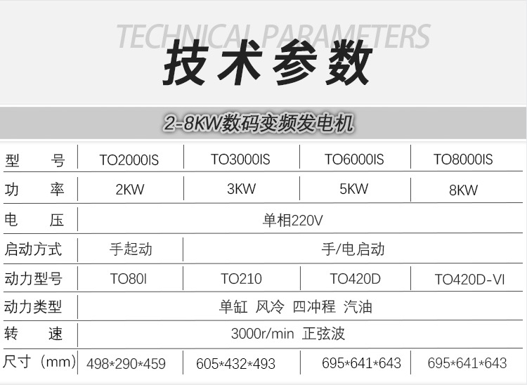 数码发电机技术参数模板 (1)