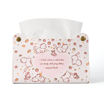 Home tissue box for living room, creative dining room, cartoon kitten, car tissue storage, cute heart-shaped cat tissue box set (Car tissue box/set) - loving-cat