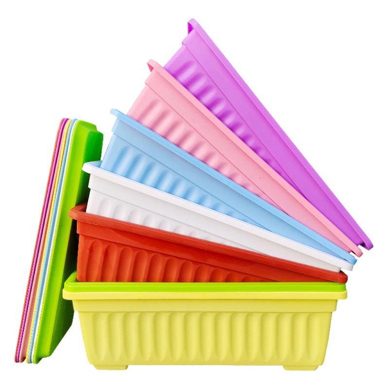 Balcones Producción y venta al por mayor Jardinería interior Maceta de plástico grande rectangular gruesa Maceta de verduras Maceta de plantación