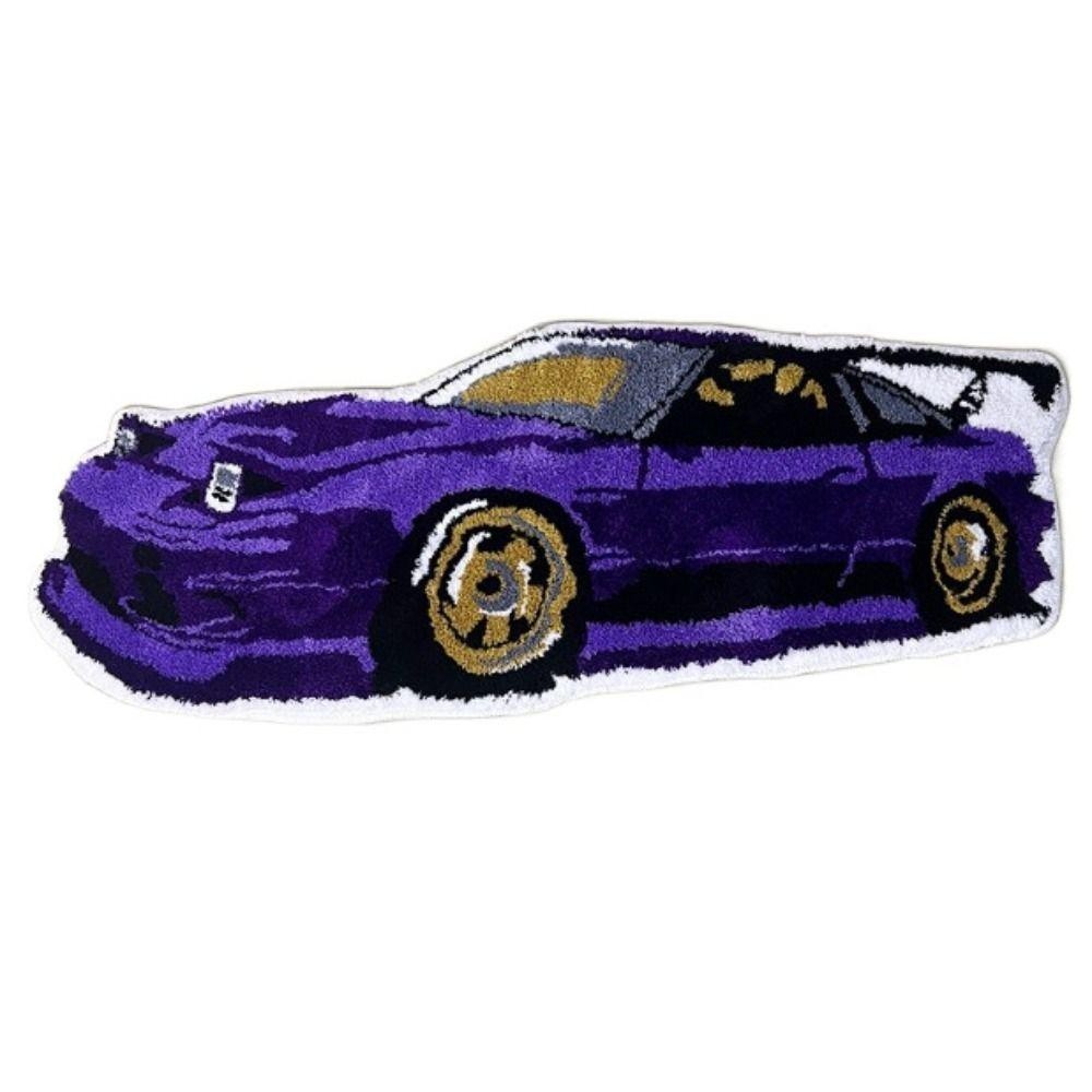 Cartoon Car-Shaped Carpet, Bathroom Water-Absorbent Non-Slip Floor Mat, Home Bedroom Decorative Floor Mat, Stain-Resistant Plush Carpet