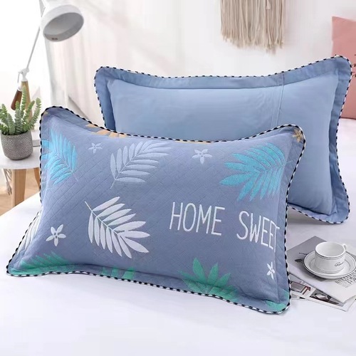 Three-layer gauze pillowcase with rounded corners, edge looped, filled with cotton, large home-use single-person soft color-woven patterned pillowcase, wholesale and dropshipping
