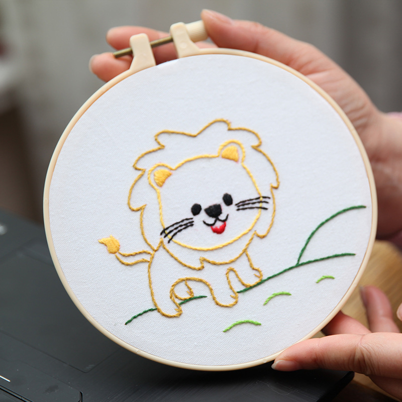 Lindo conejo bordado DIY colgando pintura de los niños Lu bordado puntada primaria práctica punto cruz dibujos animados pequeños adornos de animales