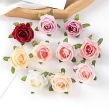 仿真玫瑰花朵绢花 diy手工花环假花婚庆礼盒装饰配件花墙布景跨境