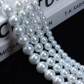 乳白色仿珍珠仿贝珠电镀琉璃散珠手工diy饰品手串项链玻璃珠批发