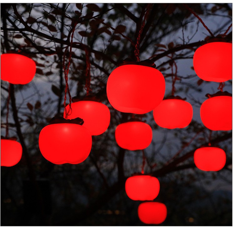 Nuevo tipo de lámpara solar LED caqui luces al aire libre patio de luz del Festival de Primavera caqui lámpara de cadena de lámpara