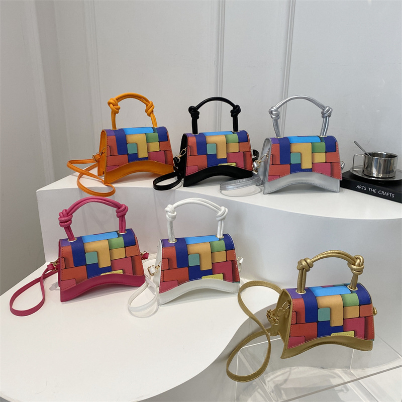 2024 invierno nuevo estilo coreano macarón bolso de hombro color de choque bolso de mano de textura casual bolso de mujer