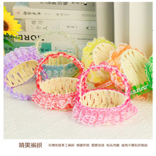 婚礼花童花篮伴手礼篮子 仿藤编织花篮手提婚庆用品 伴娘新娘花篮