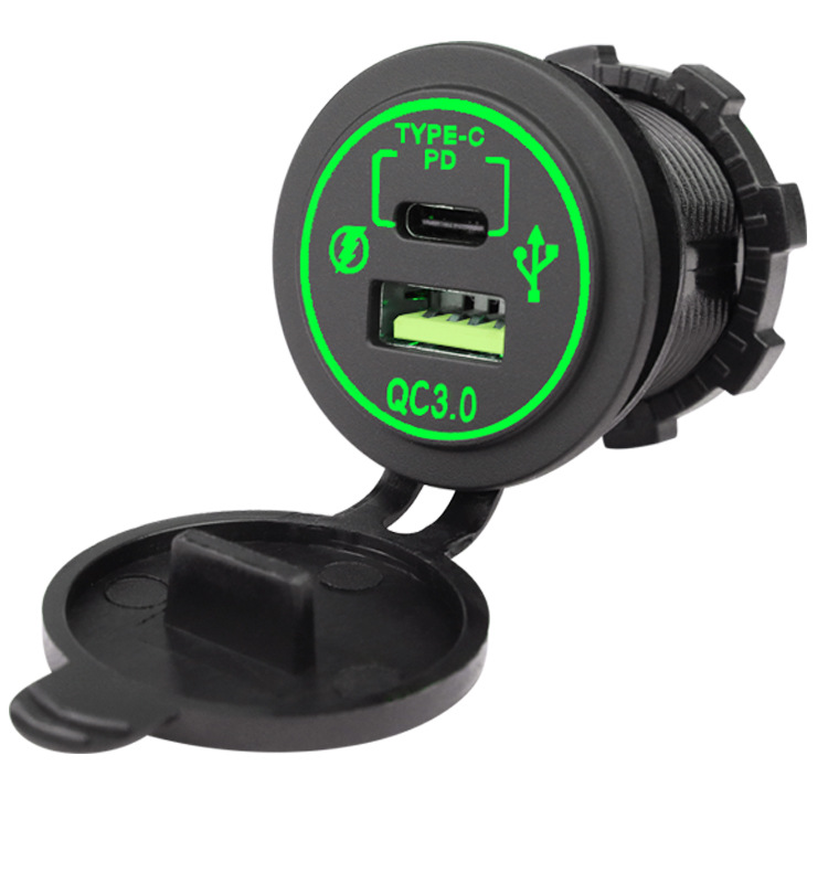 Cross-Border Car, Motorcycle, Rv, Car Charger, Mobile Phone Charger, Modified Car Charger Qcpd with Aperture