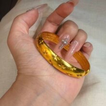 沙金古法宽版满天星手镯手环仿金镯子宽版黄金色高端饰品新款女