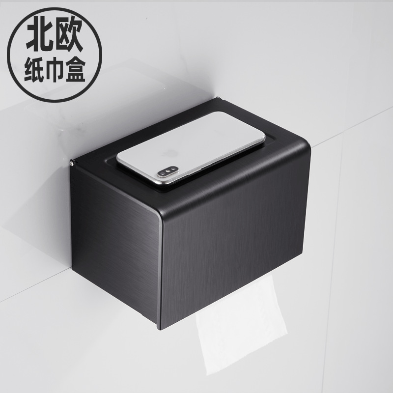 Caja de pañuelos cuadrados engrosada en negro