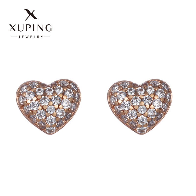 Joyas Xuping chapado 18K color diamante amor pendientes de moda ligera de lujo pernos de corazón nicho al por mayor