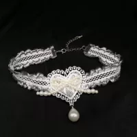 Волшебное белое кружево любви жемчужный лук chocker шейный ремень аксессуар ожерелье шея цепочка ключицы цепи