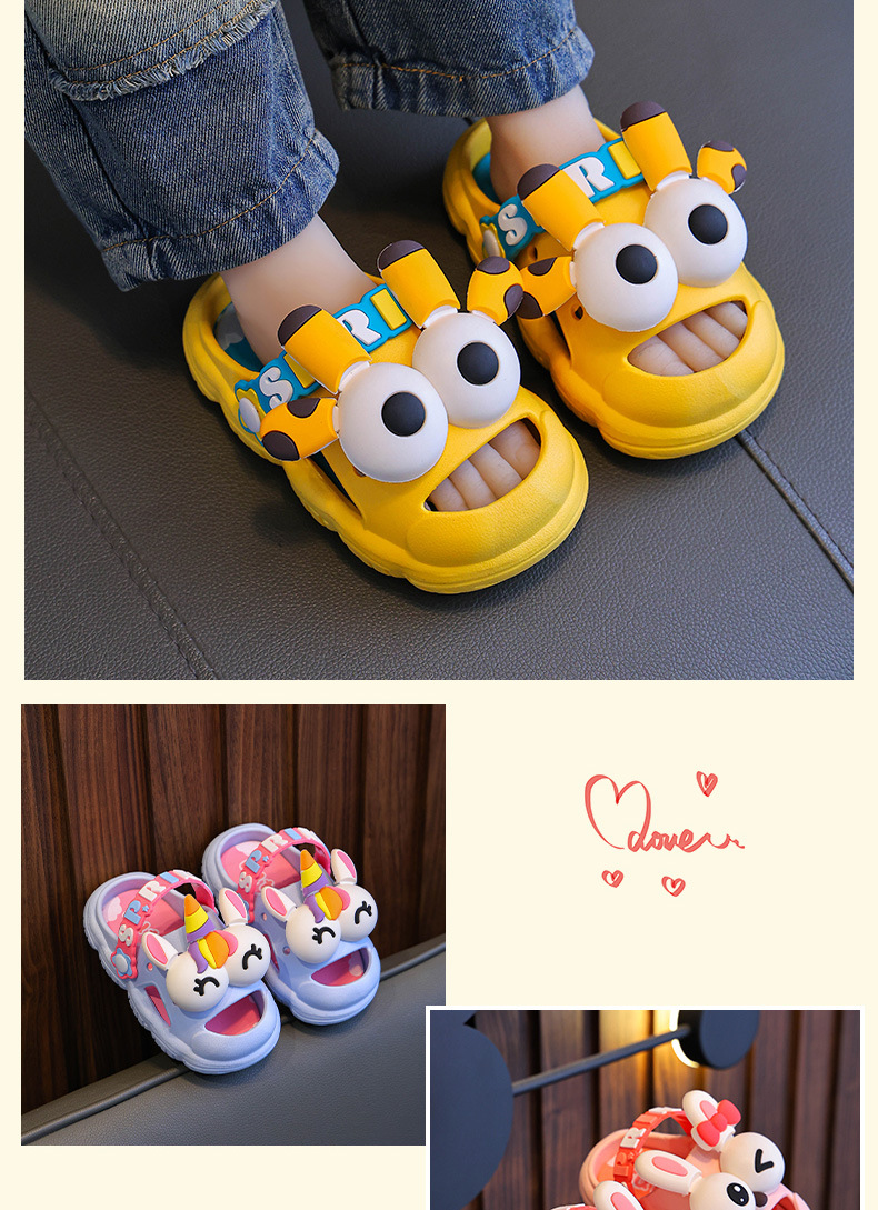 Barn clogs cartoon sandaler halkfria badtofflor för barn_voghion.com