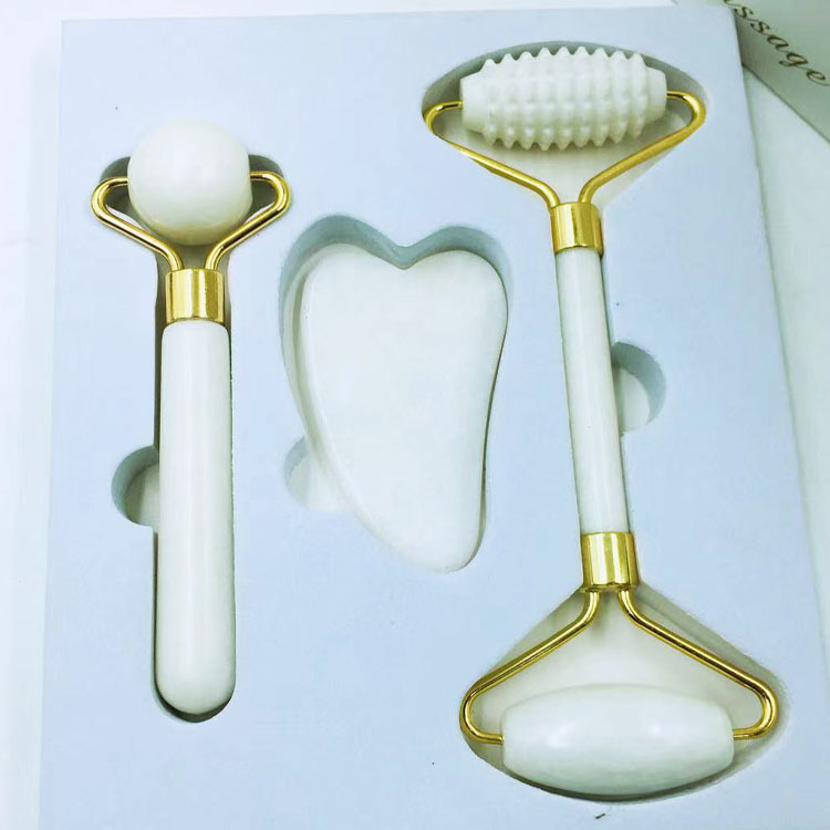 Double-ended jade beauty roller, facial roller massager, jade massager, roller massage stick set