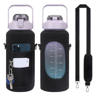 2L Large Capacity Water Cup with Cup Cover Sports Kettle Student Outdoor High Color Value Portable Water Cup with Straw Plastic Cup