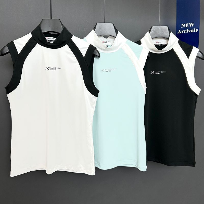 New Summer Golf Women's Round Neck Sleeveless T-Shirt Color Matching Fashion High Quality Quick Drying Stretch Sports Jersey