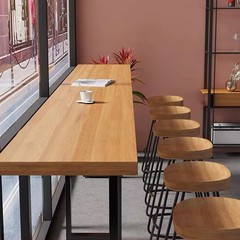 简约现代实木吧台桌阳台长条靠墙窄桌酒吧桌奶茶店商用家用吧台桌