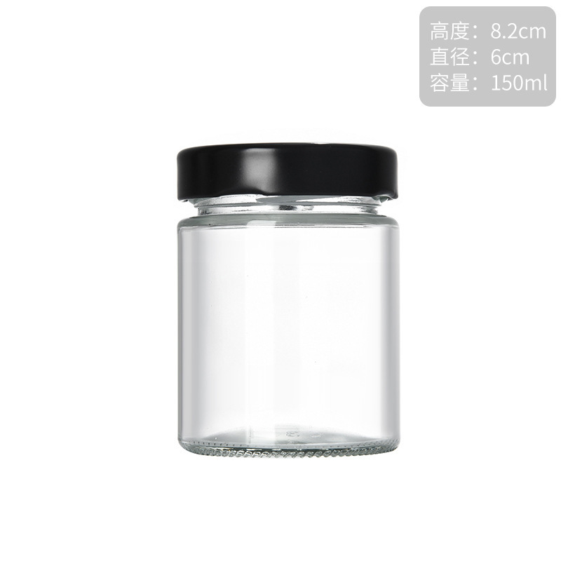 丸型高蓋透明ガラスピクルスボトルハニー黄桃缶詰ボトルシールペーストチリソースボトルジャムボトル|undefined