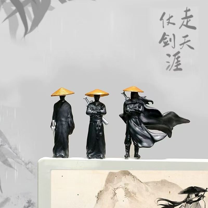 古代国风侠客汽车屏幕摆件车载中控显示屏车内卡通剑客后视镜装饰|undefined