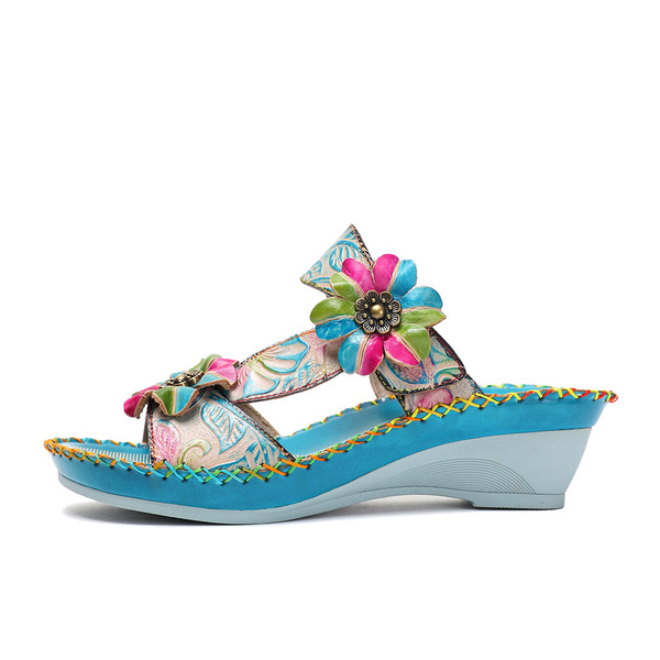 blue beach ethnic retro sandals