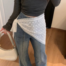 韩国2025新款春夏季重工系带蕾丝木耳边短裤屁帘围裙帘裤子摆裙女