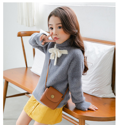 girl Autumn and winter Mink cashmere 2025 new pattern sweater children thickening Children baby Western style knitting Base coat