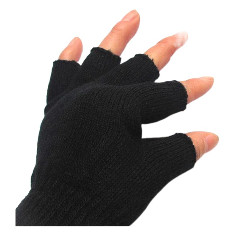 Guantes de Invierno Cálidos de Medio Dedo al por Mayor del Fabricante, Guantes de Punto sin Dedos para Hombre, Guantes Unisex para Aprender Informática con Diseño de Medio Dedo