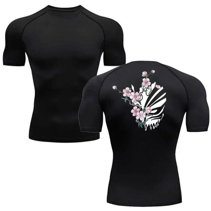 Anime T-Shirt Men's Trendy Sports T-Shirt Men's Gym Fitness Sports Boxing Jersey Tight Shirt Top
