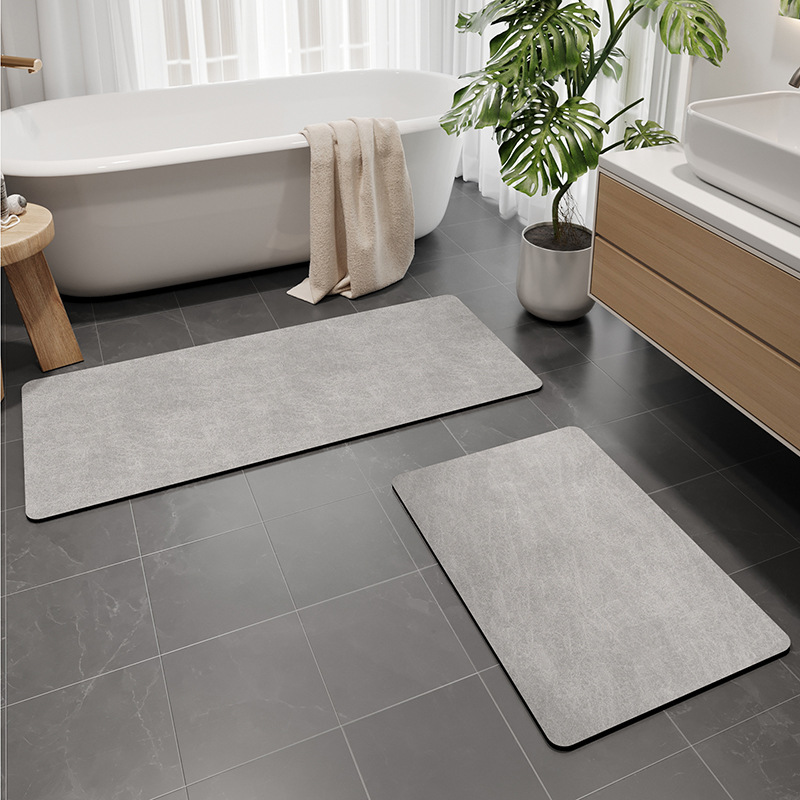 Minimal cojín de baño absorbente, alfombra de suelo antideslizante, alfombra de barro de diatomeas suave en la puerta del baño