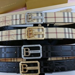 厂家直销B家格子新款时尚男士皮带高端商务休闲腰带百搭真皮字母