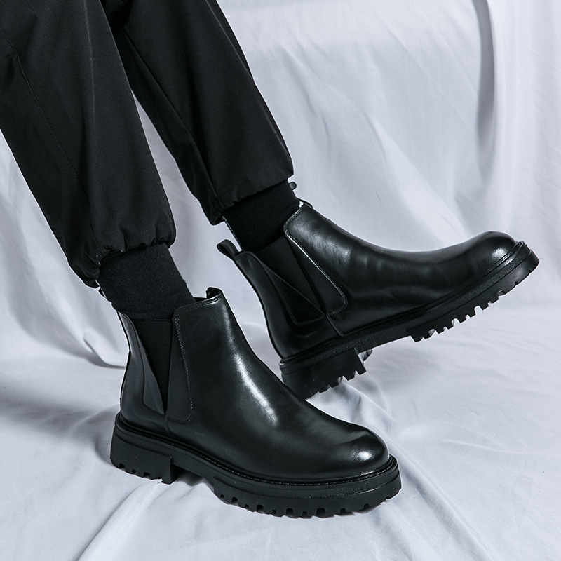Otoño y invierno nuevos hombres casuales de moda gruesa botas Martin para hombres estilo británico coreano de alto soporte para aumentar la altura de botas cortas lotes image 3