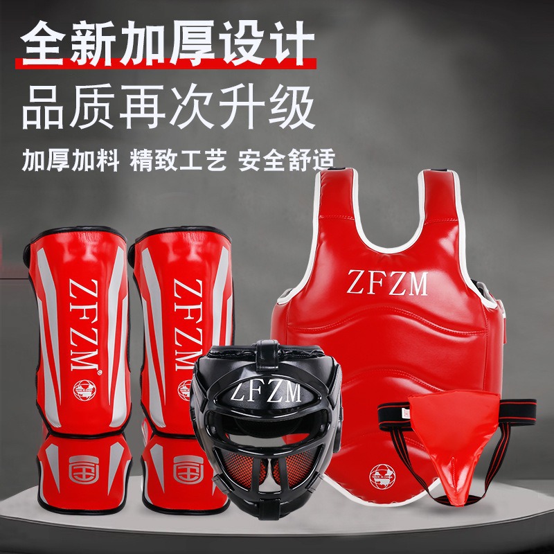 Sanda Thai Boxing Road equipo de protección Seguridad Protección para la cabeza protección para el pecho y los pies traje de fitness Equipo de Combate de protección resistente al combate