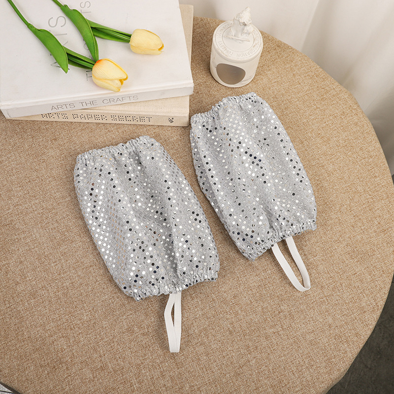 New In-Stock Stage Performance Sequin Leg Warmers, Silver Sock-Like Leg Warmers, Polyester Fabric Trendy Fashion Leg Warmers, Direct Supply from the Manufacturer