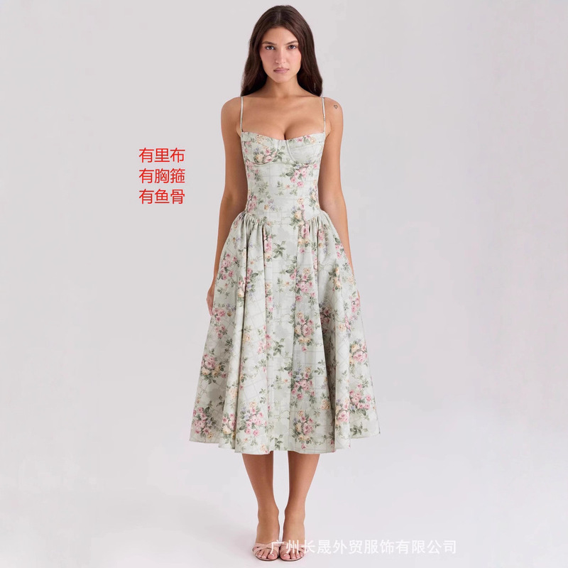 European and American Autumn New Amazon Hot-Selling Sexy Slim-Fitting Elegant Suspender Multi-Color Thick Material Mid-Length Skirt