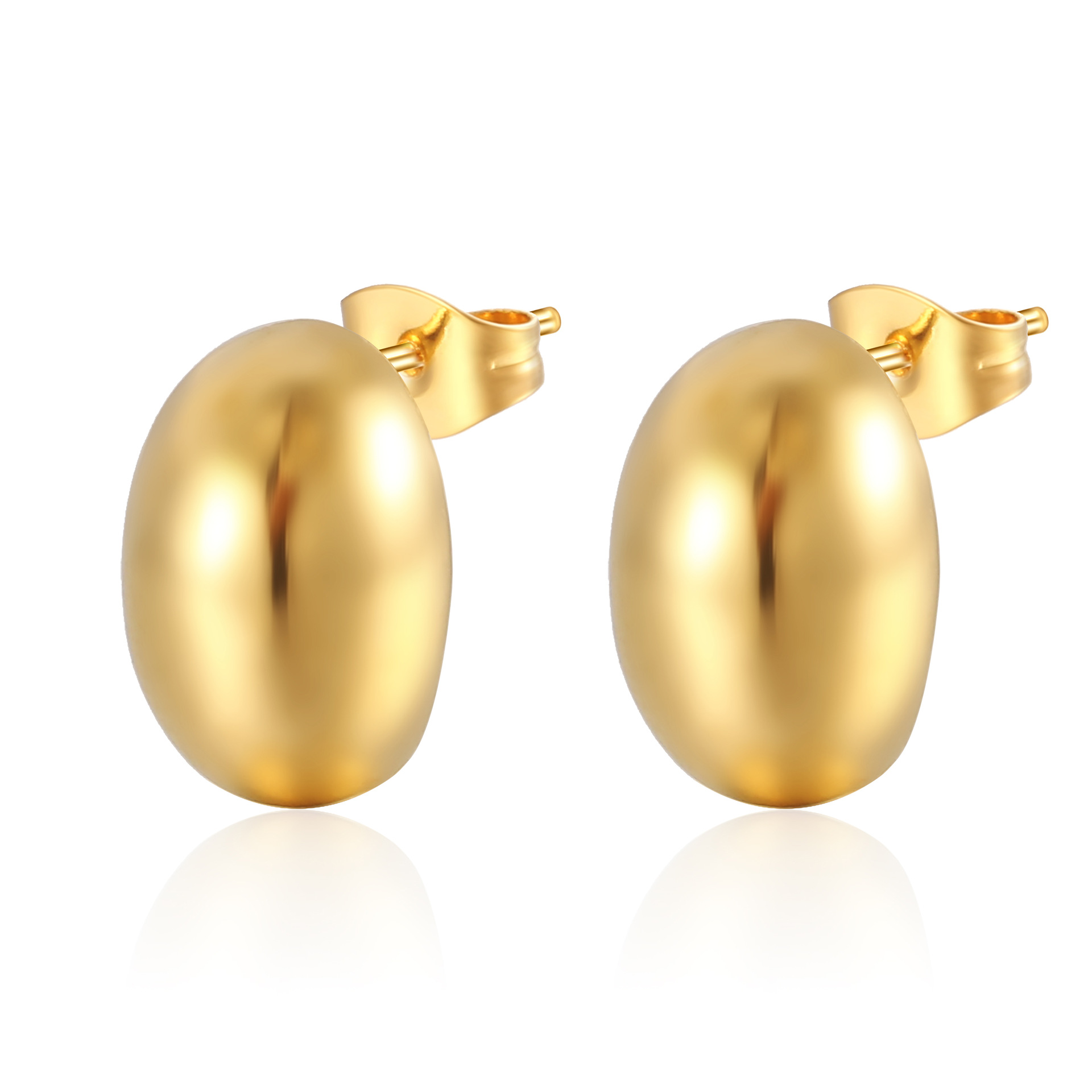 Europa transfrontaliera e Stati Uniti con orecchini a forma di fagioli semplici orecchini singoli alla moda piccoli fagioli d'oro orecchini Joker materiale in acciaio inossidabile_voghion.com
