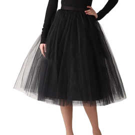 外贸网纱裙女2025春夏新款气质百搭高腰半身裙亚马逊跨境女装现货