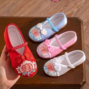 Girls' Embroidered Shoes, Han Dynasty Shoes, Baby Costume Princess Shoes, Ethnic Style Children's Day Performance Shoes, March 3 Chinese Style Shoes