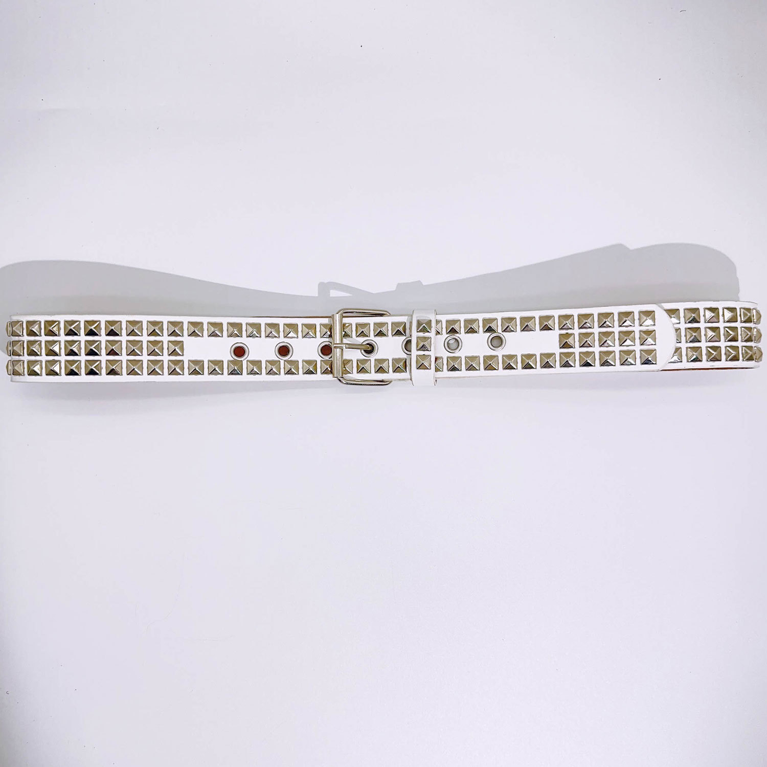 Nuovo profumo Cross Border Europa e America Cintura con rivetto a perline quadrate Cintura in metallo a piramide Uomo e donna Cintura Cross Border Punk Hardware Denim_voghion.com