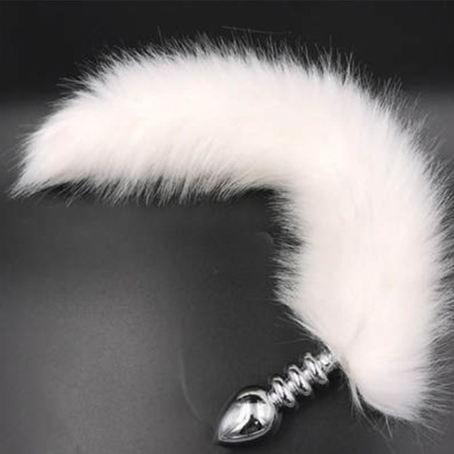 White fox tail female tail anal plug couple's fun white fox removable tail anal plug role play tail
