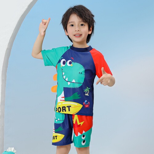 Children's Separate Swimwear for Boys, Short Sleeve Sun Protection Quick-Drying Swim Set, Baby Dive Suit, Surf Suit, Wholesale UPF